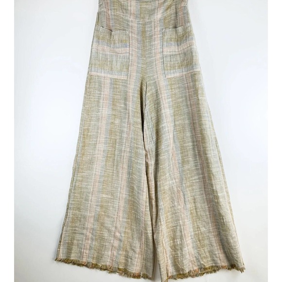 Free People Moonlight Pull On Pants Women’s Size Large Palazzo Pants Linen Blend - Picture 2 of 7